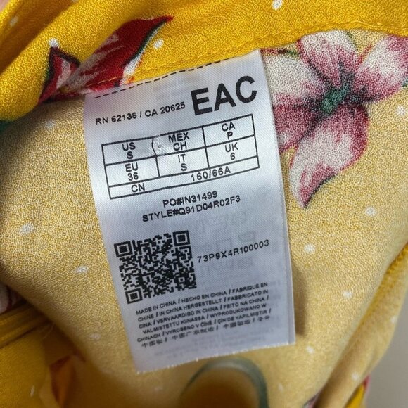 Guess Yellow Floral Wrap Skort Skirt Size Small Tie Waist Zipper Viscose Boho S - Picture 10 of 12